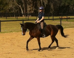 Christi Rains and her mare Annie power up in their lesson with Linda Parelli